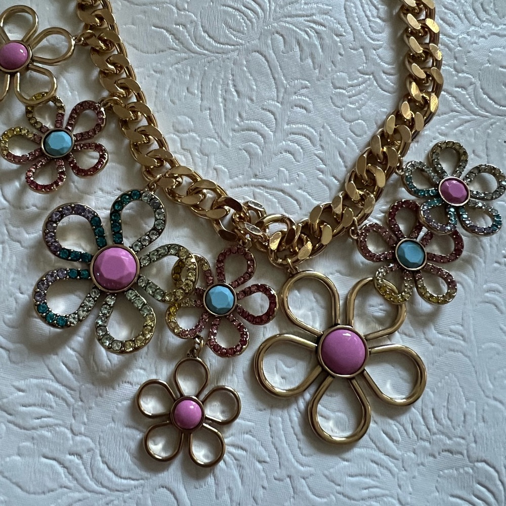 Betsey Johnson Flower Bib Statement Necklace - Picture 5 of 5